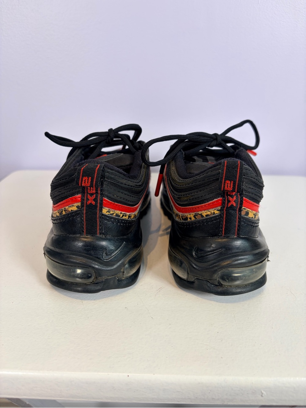 Nike Womens Air Max 97 Leopard Pack Black/Red Athletic Sneakers Size 6 - Picture 6 of 8